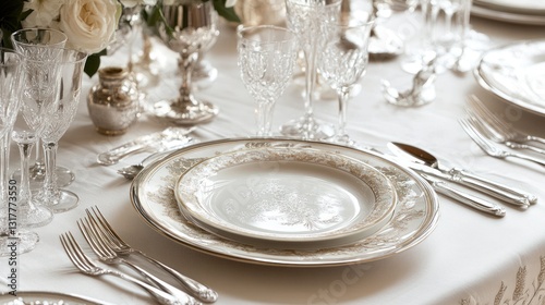 Wallpaper Mural A Beautifully Arranged Formal Dining Table Set For A Meal Torontodigital.ca