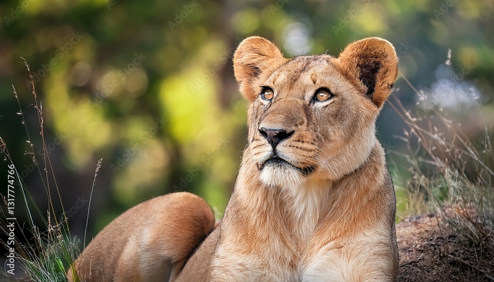 Naklejka premium lion cub in the grass