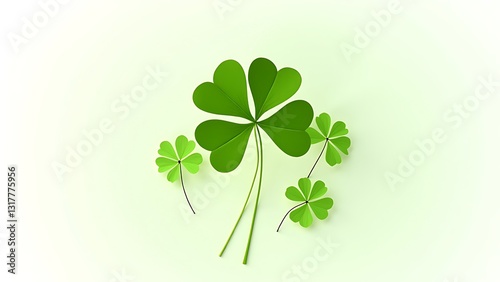 green clover leaf arrangement on white
