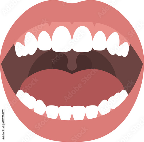 Obraz na płótnie Open mouth with visible teeth and tongue in a flat digital art style showcasing expressions and emotions through vector illustration w salonie
