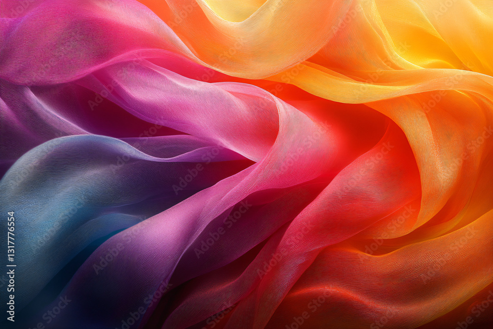 Fototapeta premium Fabric with rainbow colors in a mesh