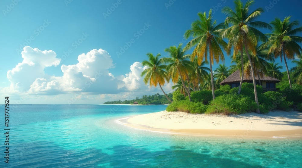 A tranquil tropical island with palms, a turquoise lagoon, and golden sand, a perfect escape haven. A tranquil tropical island with palms, a turquoise lagoon, and golden sand, a perfect escape haven.