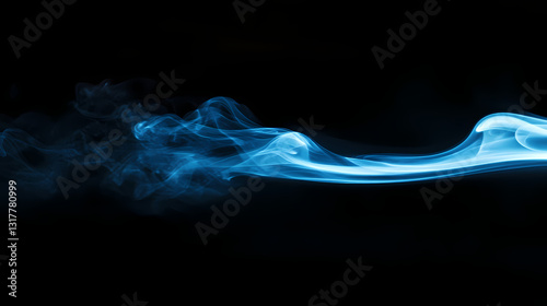 A wispy trail of blue smoke echoes across the void , gentle glow, peaceful ambiance, shimmering effect. Shimmering Echoes. Illustration photo