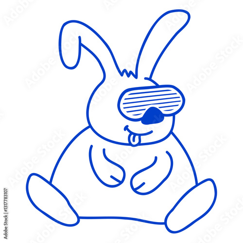Bunny Sunglasses Grooves Stripes Party Party Fun Design Lover Art Vector Illustration Card T-Shirt Poster Sticker Graphic Print Decorative Drawing Isolated Logo Decoration Symbol Creative Cool Style
