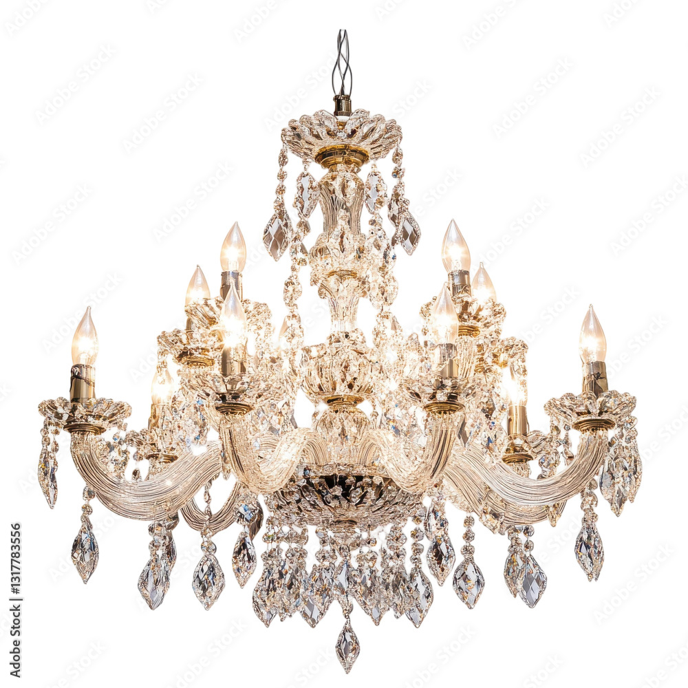 Elegant Crystal Chandelier with Glowing Lights Luxury Home Decor Interior Lighting Elegant Crystal Chandelier with Glowing Lights Luxury Home Decor Interior Lighting