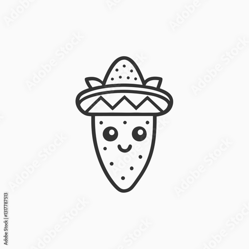 Cartoon taco. Burrito with mustache and wearing a sombrero Mexican hat cartoon mascot Logo