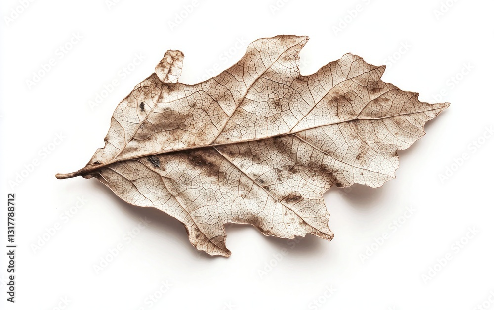 Naklejka premium Dried Leaf on White Background