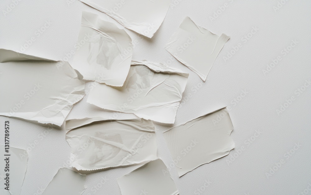 Obraz premium Off-White Paper Pieces Peeling on Textured Surface