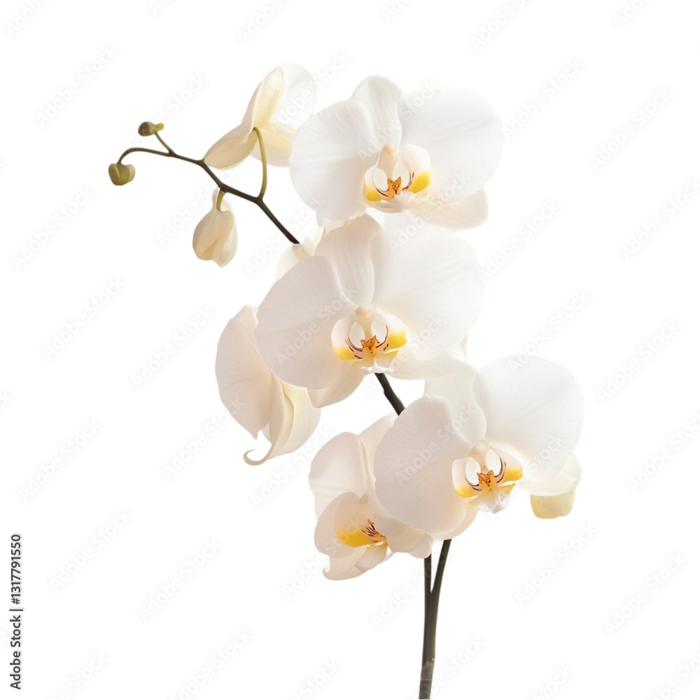Obraz premium Elegant White Phalaenopsis Orchids Blooming Branch,