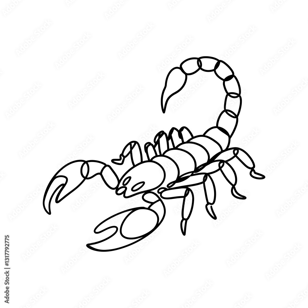 Obraz premium Scorpion Illustration, Outline Drawing, Isolated on White Background, Arachnid