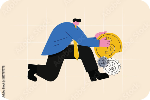 Businessman and business concept, smart businessman fixing a broken coin