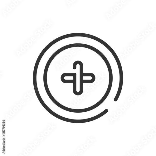 A Simple Plus Sign In A Circle Representing Addition, Growth, Or Connection With A Clean Minimalist Line Art Style