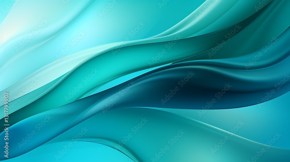 Abstract Teal Waves: A Serene Digital Artwork Abstract Teal Waves: A Serene Digital Artwork