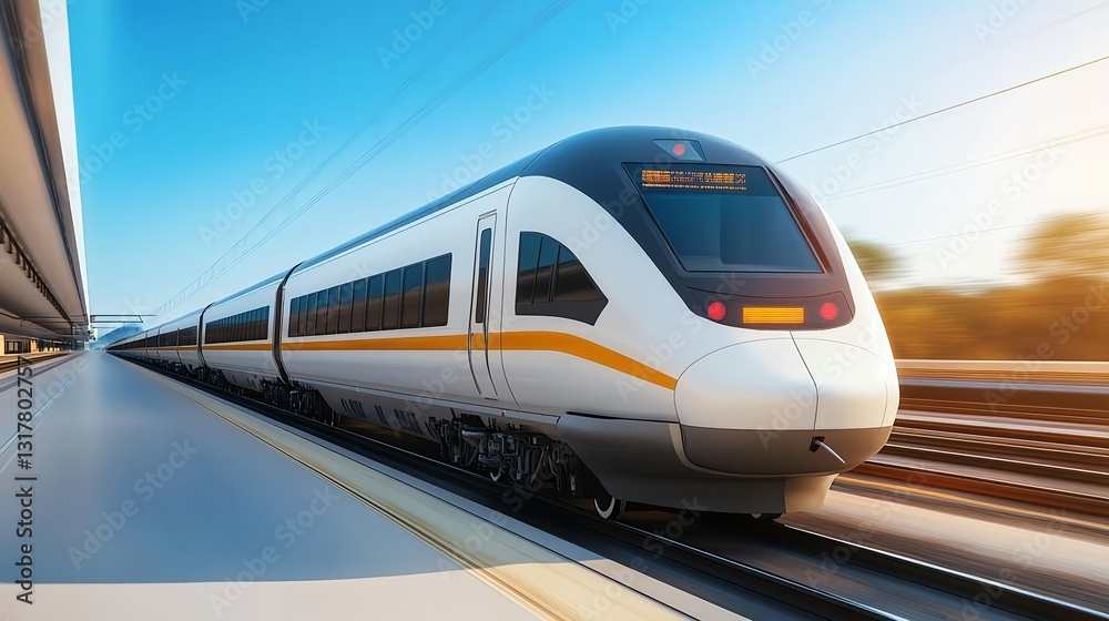 Fototapeta premium High-Speed Train, Modern Railway Travel - Motion blur
