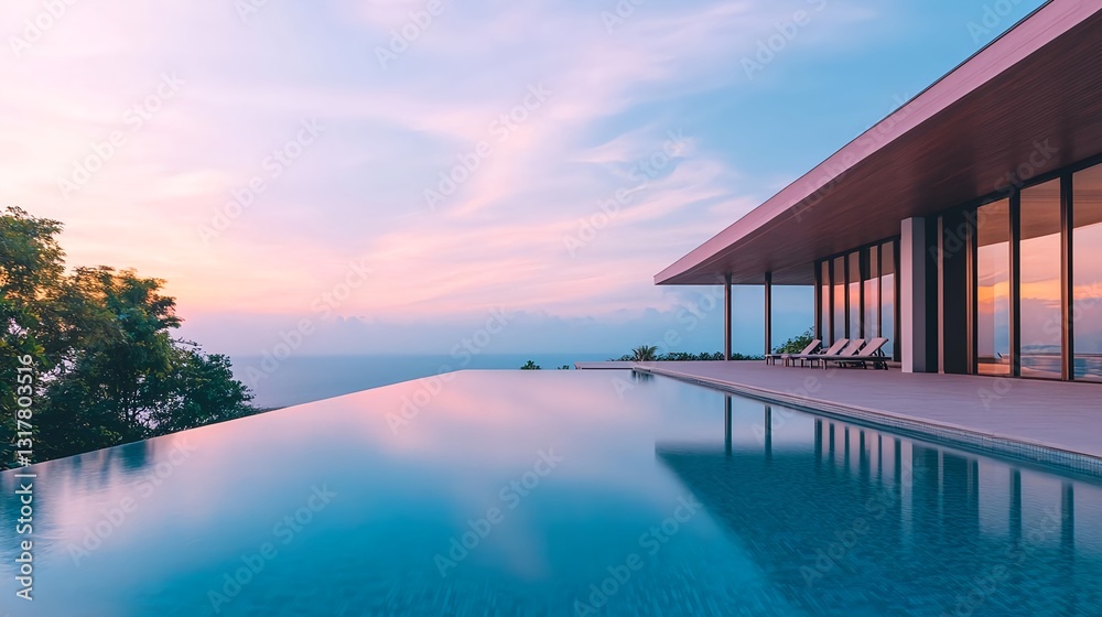 Luxury Sunset Villa Infinity Pool - Minimalist architecture Luxury Sunset Villa Infinity Pool - Minimalist architecture