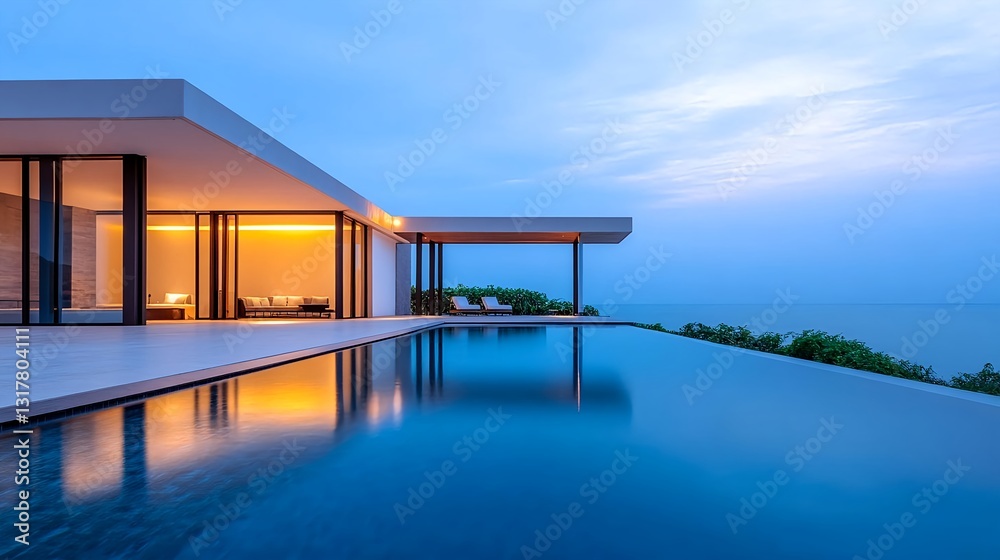 Modern Luxury Villa Oceanfront Sunset Pool - Minimalist architecture Modern Luxury Villa Oceanfront Sunset Pool - Minimalist architecture