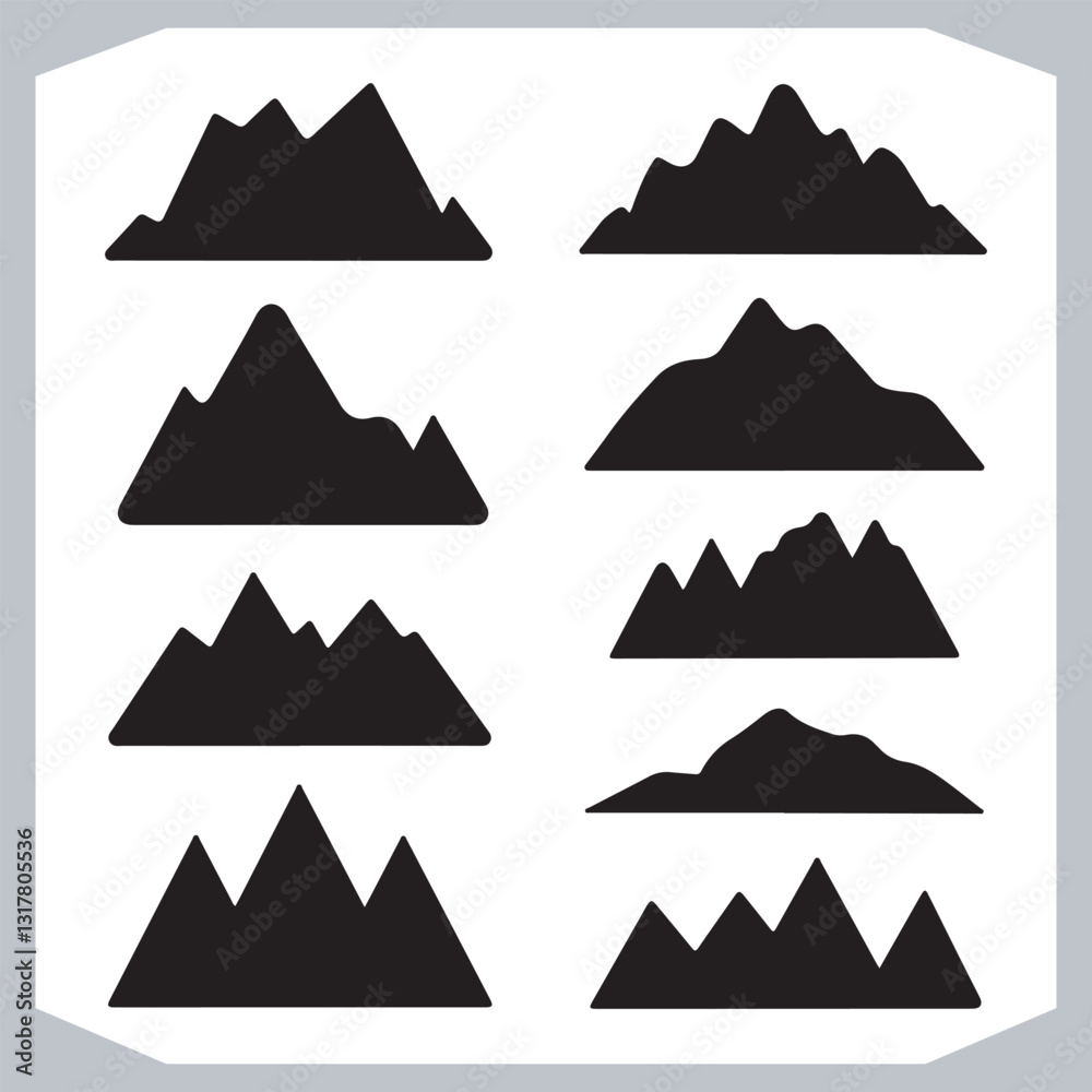 Best Hand Drawn Mountain Silhouettes High Quality Vector Bundle