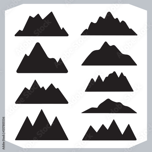 Obraz na płótnie Best Hand Drawn Mountain Silhouettes High Quality Vector Bundle w salonie