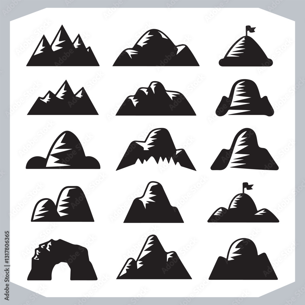 Best Hand Drawn Mountain Silhouettes High Quality Vector Bundle