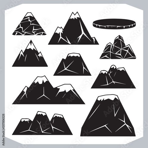 Obraz na płótnie Best Hand Drawn Mountain Silhouettes High Quality Vector Bundle w salonie