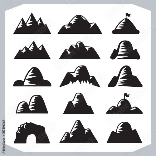 Obraz na płótnie Best Hand Drawn Mountain Silhouettes High Quality Vector Bundle w salonie