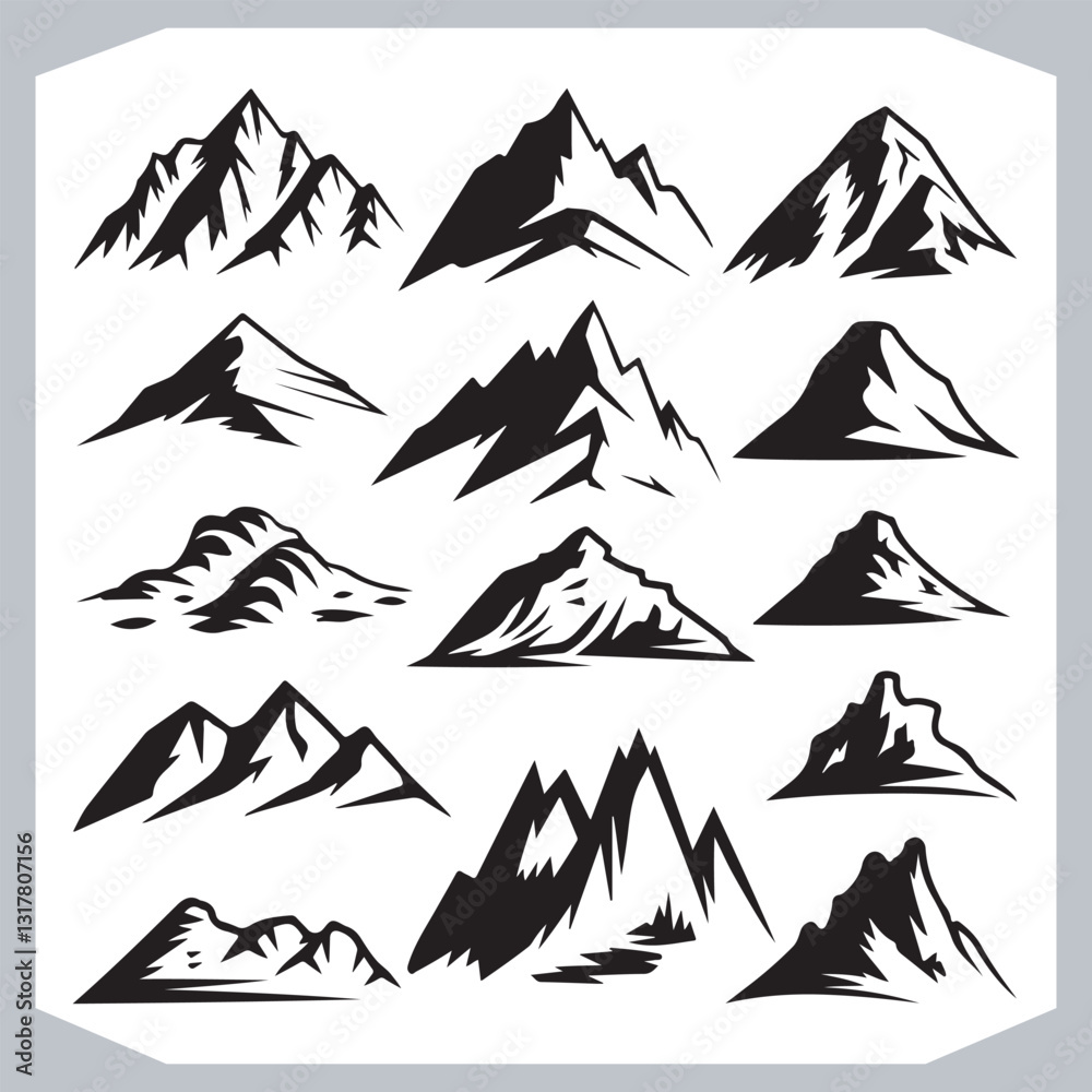 Best Hand Drawn Mountain Silhouettes High Quality Vector Bundle