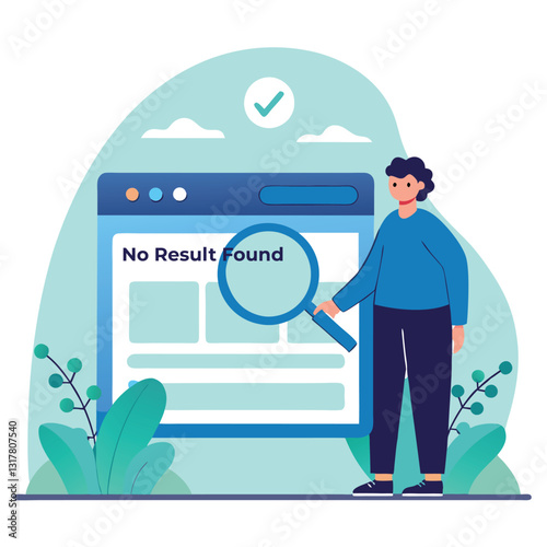 
Flat design search no result found. data, document, file not found concept vector illustration. Ideal for concepts such as missing files, unavailable, search no result.