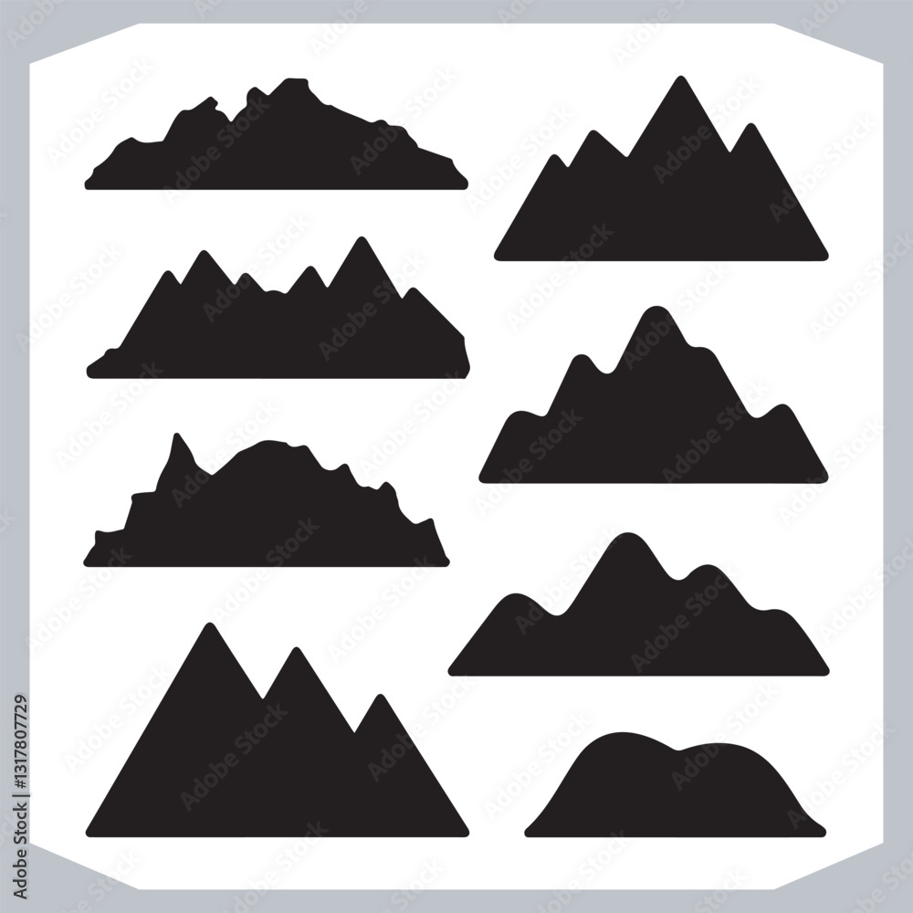 Best Hand Drawn Mountain Silhouettes High Quality Vector Bundle