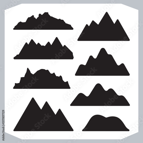 Obraz na płótnie Best Hand Drawn Mountain Silhouettes High Quality Vector Bundle w salonie