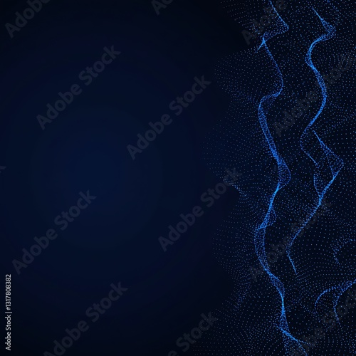 Abstract Blue Particle Wave Background Design Digital Art Modern Technology Futuristic Elegant      