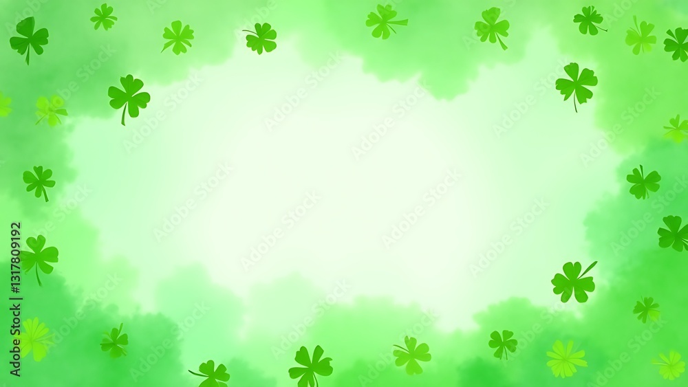 st patricks day, green watercolor clover leaves frame st patricks day, green watercolor clover leaves frame