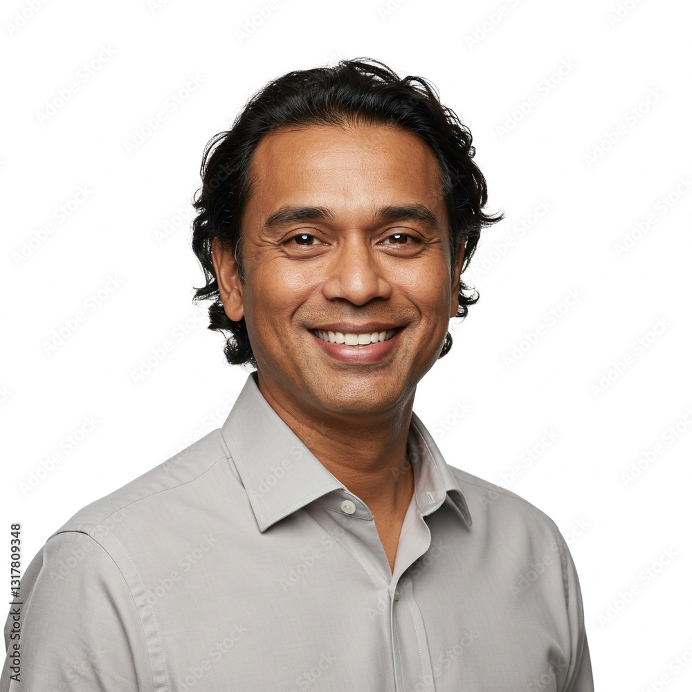 Smiling Man Portrait Against White Background Smiling Man Portrait Against White Background