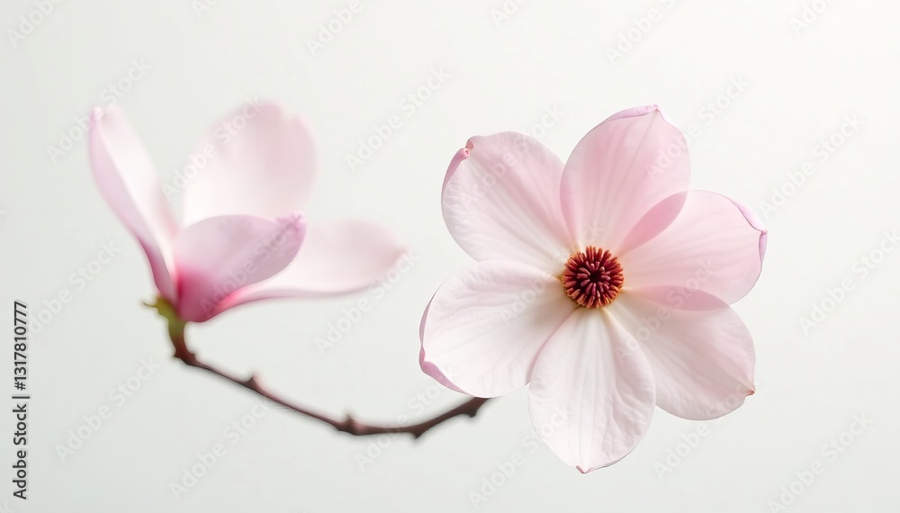 Single magnolia blossom isolated on white backdrop, decorative, petal, garden Single magnolia blossom isolated on white backdrop, decorative, petal, garden