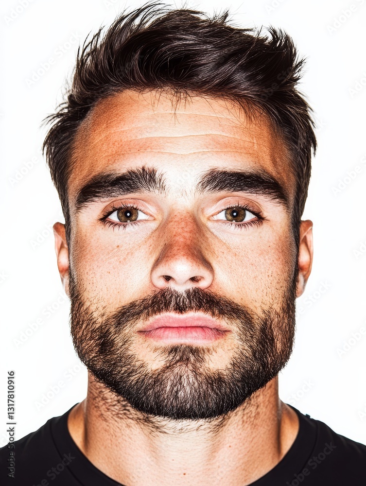 Obraz premium A photo showing the faces of young white men in their 20s and 30s. Please ensure the image is in accordance with relevant policies and guidelines.