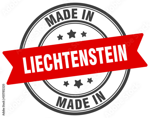 Made in Liechtenstein round sign. Made in Liechtenstein stamp.