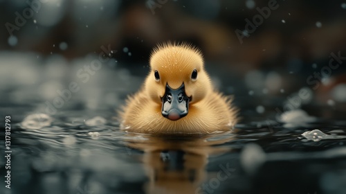 white mahabharatha duck in a pond with copy space. photo