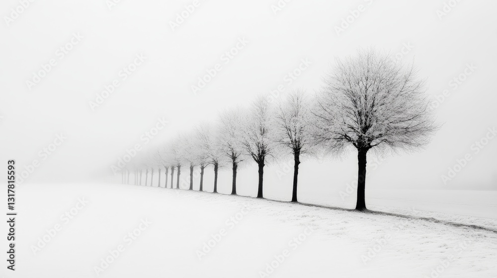 Obraz premium snowy landscape with trees copy space.