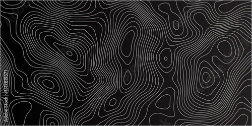 Topographic Contour Map Illustration Incorporating Dynamic Wave Curves, Geographic Grid Mapping, and Detailed Mountain Relief Depictions

