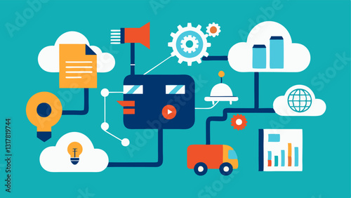 These descriptions can be used as a guide for creating vector illustrations that effectively convey the innovative ways AI enhances supply chain management.