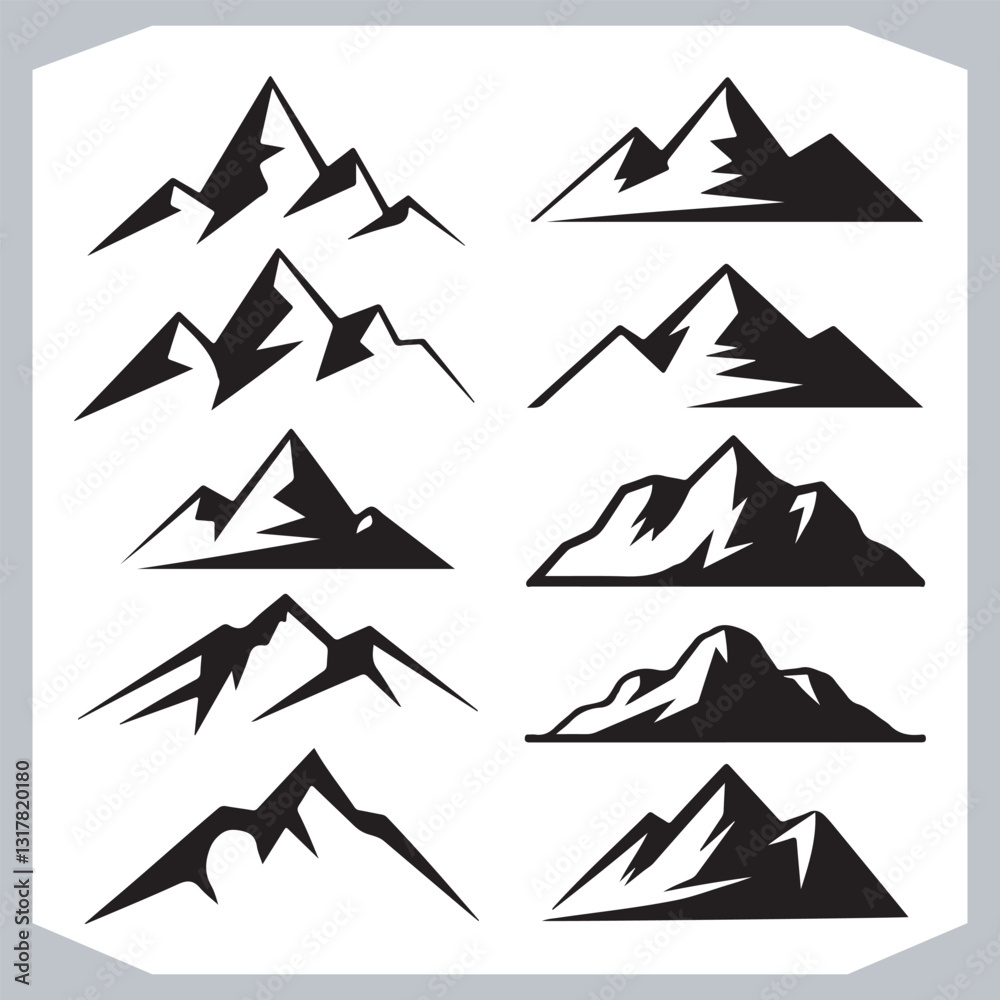 Hand Drawn Mountain Silhouettes Stunning Sketch and Vector Set