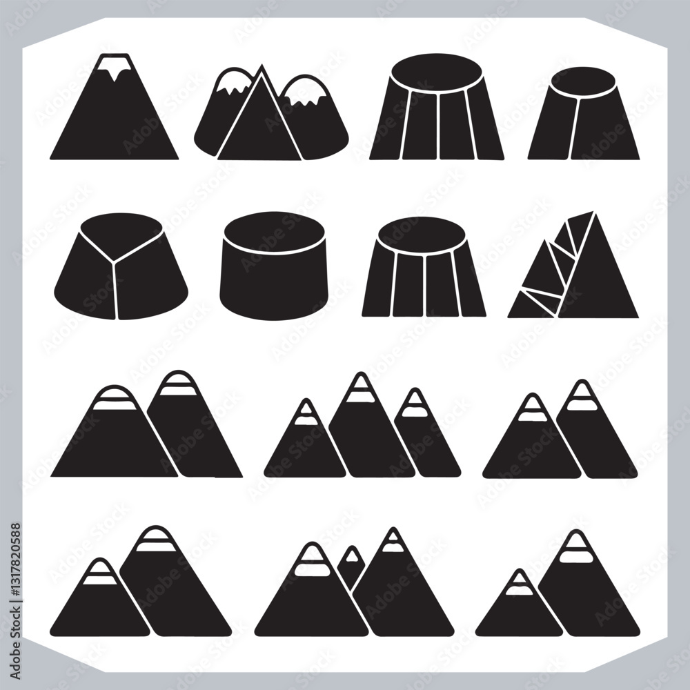Hand Drawn Mountain Silhouettes Stunning Sketch and Vector Set