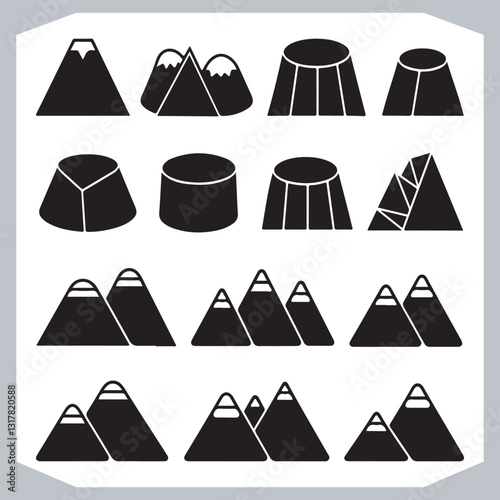 Obraz na płótnie Hand Drawn Mountain Silhouettes Stunning Sketch and Vector Set w salonie