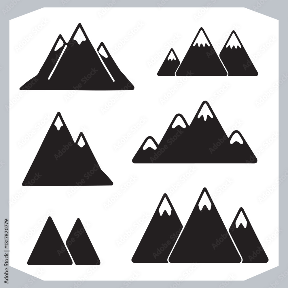 Hand Drawn Mountain Silhouettes Stunning Sketch and Vector Set