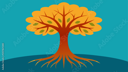 Roots and Branches An illustration of a tree with strong roots and vibrant branches symbolizing personal growth that comes from being grounded in ones true self.