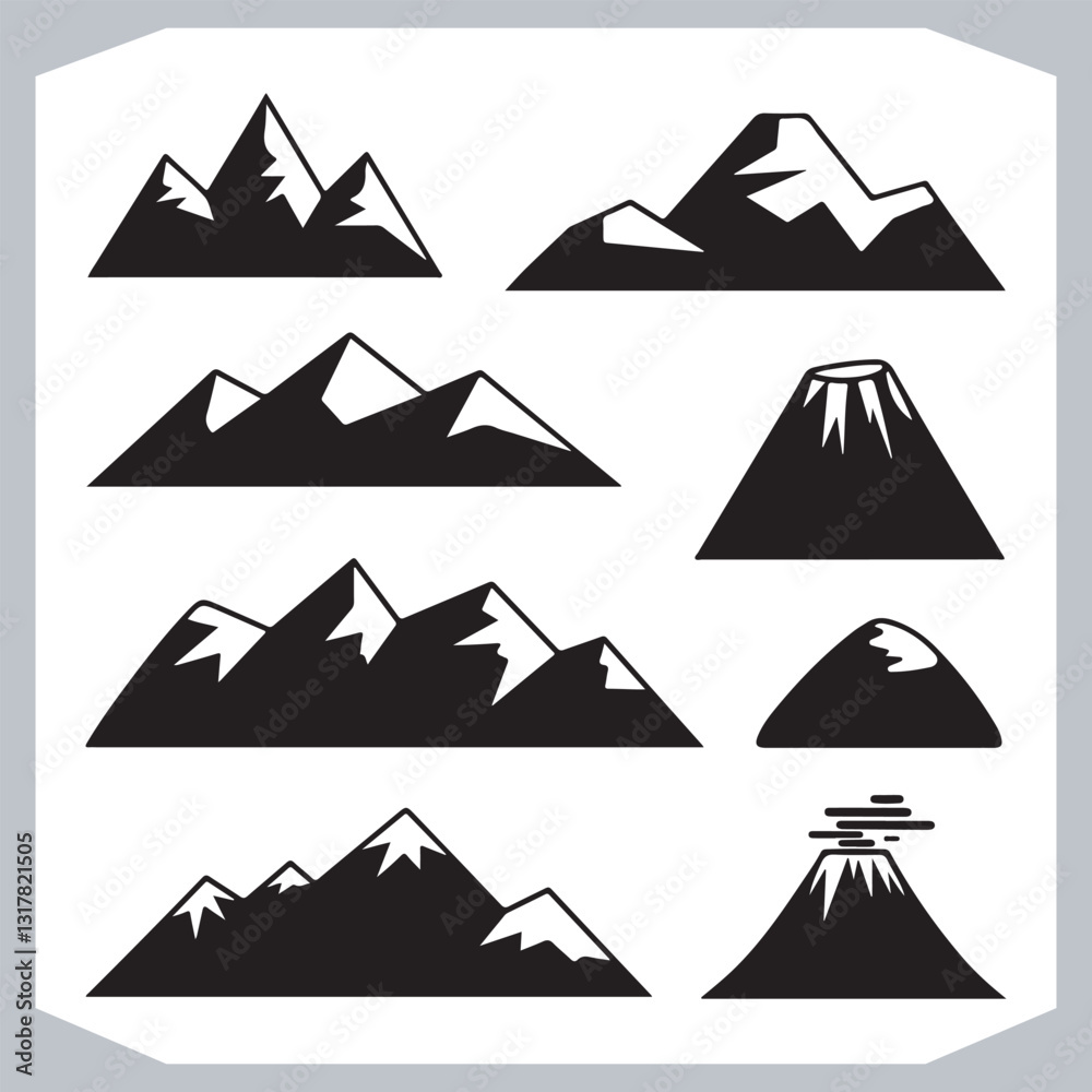 Hand Drawn Mountain Silhouettes Stunning Sketch and Vector Set
