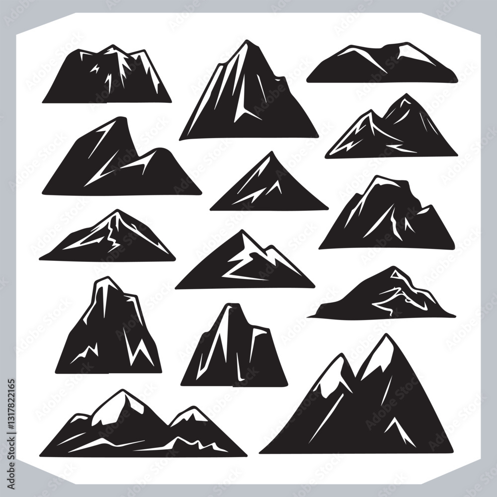 Hand Drawn Mountain Silhouettes Stunning Sketch and Vector Set