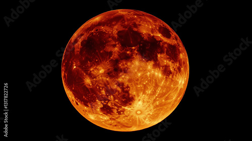 A close-up of the full moon, showing its detailed craters and glowing against the dark sky.