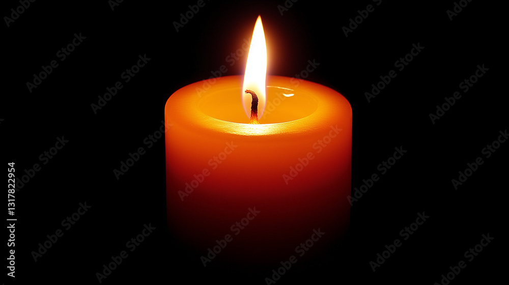Close-up of a flickering candle flame, its warm glow softly lighting the darkness. Close-up of a flickering candle flame, its warm glow softly lighting the darkness.