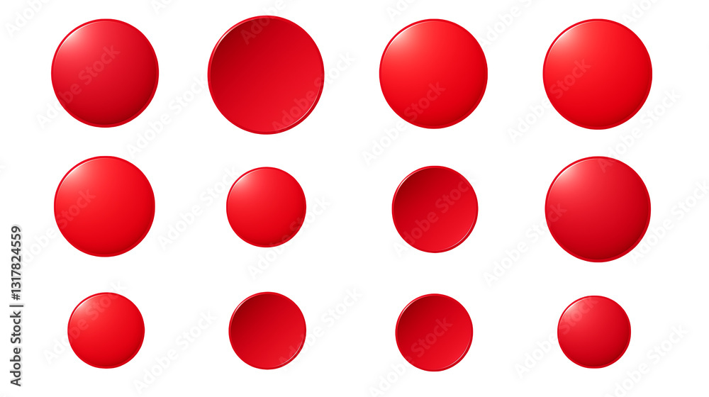 Red Circle Buttons Interface Design Elements for Websites and Apps on transparent background Red Circle Buttons Interface Design Elements for Websites and Apps on transparent background