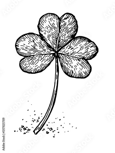 Unique vector illustration of a four-leaf clover symbolizing luck and nature, perfect for creative projects or designs